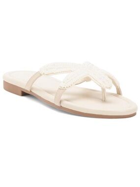 Carolina CONSTAS Beaded Starfish Ivory Women's Slide Sandals